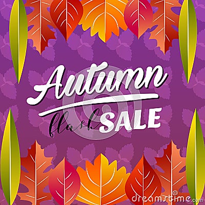 Autumn flash sale vivid color half leaves Vector Illustration