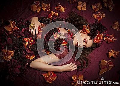 Autumn floral fantasy woman Stock Photo