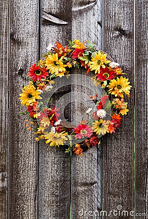 Autumn flower wreath Stock Photo