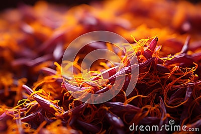 Autumn-flowering Saffron crocus. Generative AI Stock Photo