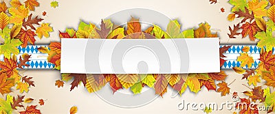 Autumn Foliage Paper Stick Oktoberfest Bavarian Ribbon Vector Illustration