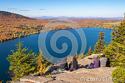 Autumn foliage in Quebec, from Mount Pinacle Editorial Stock Photo