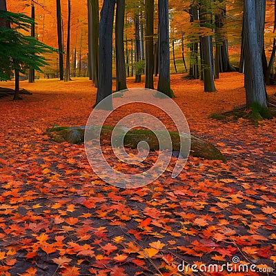 1582 Autumn Foliage: A serene and autumn-inspired background featuring colorful foliage in shades of red, orange, and yellow, ca Stock Photo