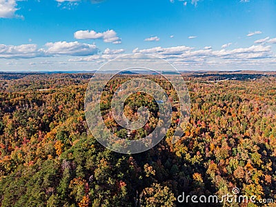 Autumn forests overlook by drone DJI mavic mini Stock Photo