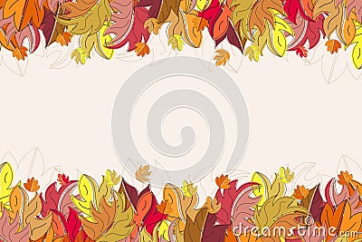 Autumn frame with colorful leaves. Vector Illustration