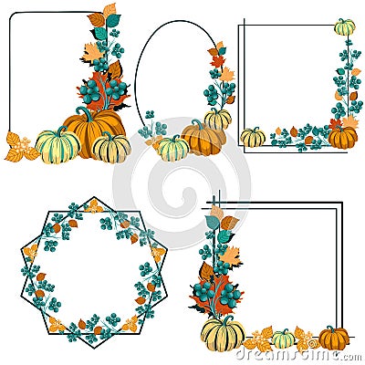 Autumn frames vector collection Vector Illustration