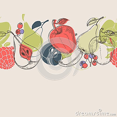 Autumn fruits background Vector Illustration