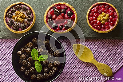 Autumn fruits cakes Stock Photo
