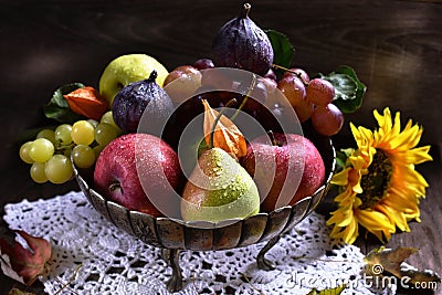 Autumn fruits still life Stock Photo