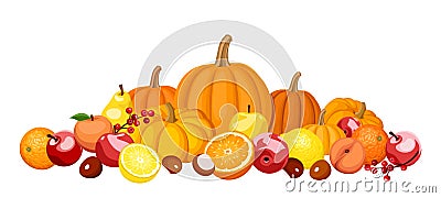 Autumn fruits and vegetables. Vector Illustration