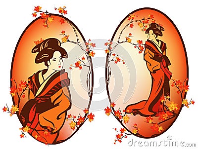 Autumn geisha Vector Illustration