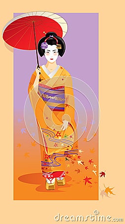 Autumn geisha Vector Illustration