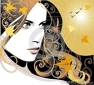 Autumn girl Vector Illustration