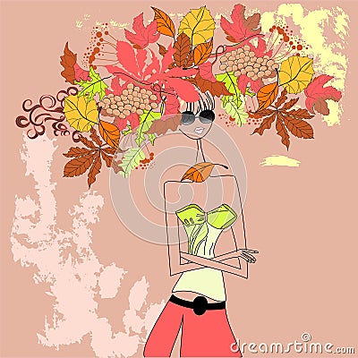 Autumn girl Vector Illustration