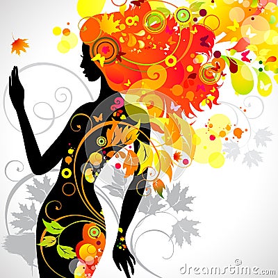 Autumn girl Vector Illustration