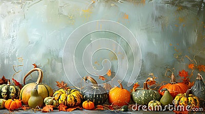 Autumn Gourds and Pumpkins Stock Photo