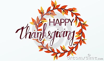 Autumn greeting card with text Happy Thanksgiving Stock Photo