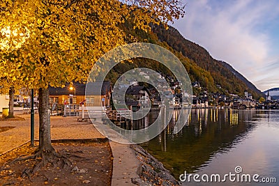 autumn Hallstatt in Upper Austria, Austria Stock Photo