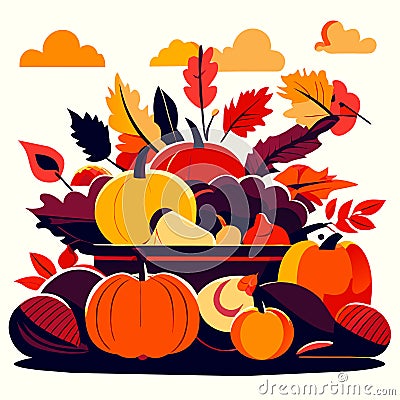Autumn harvest. Harvesting season. Fall season. Vector illustration Generative AI Vector Illustration