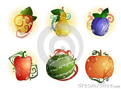 Autumn harvest stickers Vector Illustration