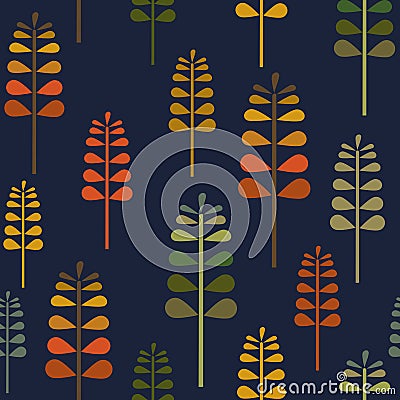 Autumn Herbalism on Navi Seamless Pattern, Fall Nature Surface Pattern Background Forest Floor Repeat Pattern for textile design, Vector Illustration
