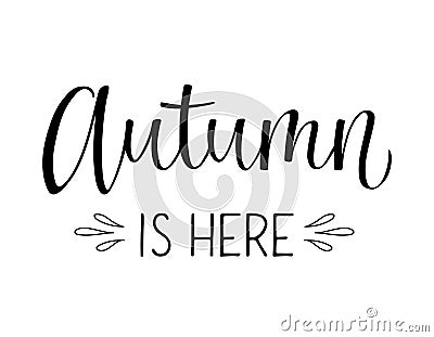 Autumn is here lettering quote Vector Illustration