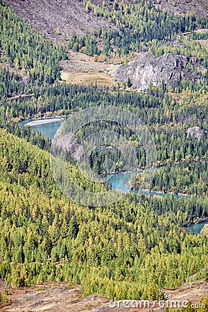 Autumn highland landscape. Altai river Chuya surrounded by mountains. Altai, Russia Stock Photo