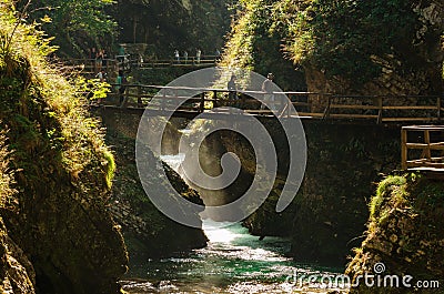 Autumn in Vintgar gorge, Slovenia Editorial Stock Photo