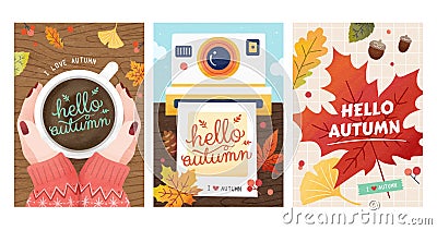 Autumn hygge cover collection Vector Illustration