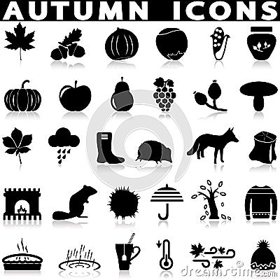 Autumn icons set vector Vector Illustration