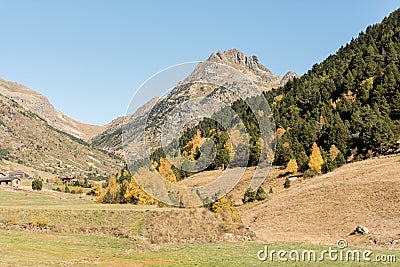 Autumn in the Incles Valley, Andorra. Vall dÂ´Incles, Andorra. Stock Photo