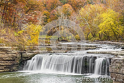 Autumn Indiana Waterfall Stock Photo