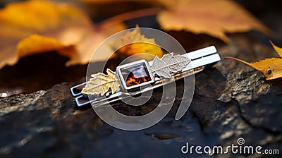 Autumn-inspired Sterling Silver Hairpin With Hasselblad H6d-400c Style Stock Photo