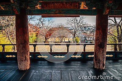 Autumn of Jukseoru Pavilion in Samcheok, Korea Stock Photo