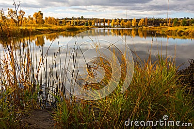 Autumn Lake Foliage Fall Color Stock Photo