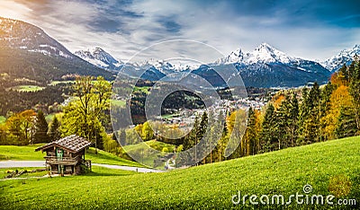 Autumn landscape in the Bavarian Alps, Berchtesgaden, Germany Stock Photo