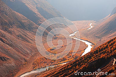 Autumn landscape in Altai mountains, Siberia, Russia Stock Photo