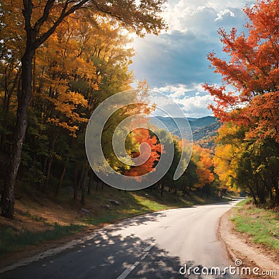 Autumn landscape in La Vall D En Bas, La Garrotxa, Spain. made with Generative AI Stock Photo