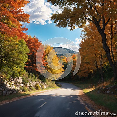 Autumn landscape in La Vall D En Bas, La Garrotxa, Spain. made with Generative AI Stock Photo