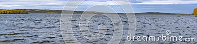 Panorama of the southwestern coast of the Verkh-Isetsky pond Stock Photo