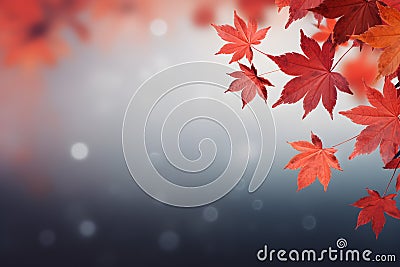 Autumn leaf bokeh background border design with copy space Stock Photo