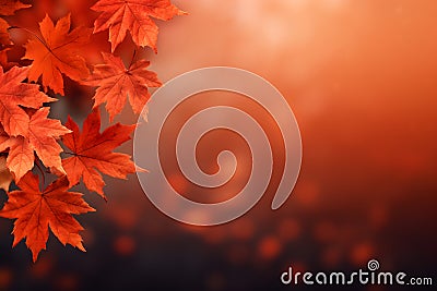 Autumn leaf bokeh background border design with copy space Stock Photo