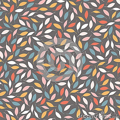 Autumn leaf pattern. Cosy vector nature seamless repeat of tossed leaves in Fall colours. Vector Illustration