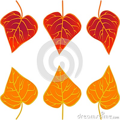 Autumn leafs foliage falling graphic illustrated colours red orange Vector Illustration