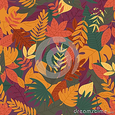Autumn leafs pattern design. Seamless pattern Vector Illustration
