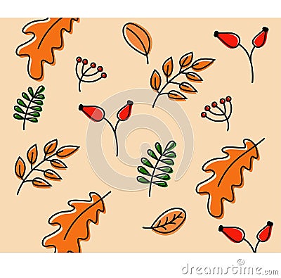 Autumn leafs pattern wallpaper autumn nature orange colour Stock Photo
