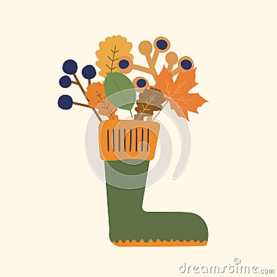 Autumn leaves in boot vector Vector Illustration