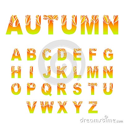Autumn Leaves Font Vector Illustration