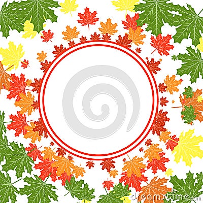 Autumn leaves frame Fall Autumn Colorful Leaves Background. Vector. Vector Illustration