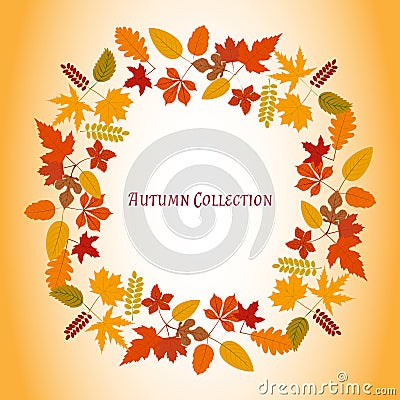 Autumn leaves frame. Vector illustration. Floral abstract pattern. Fashion Graphic Design. Symbol of autumn, eco and natural. Brig Vector Illustration